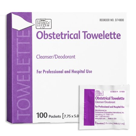 Professional Disposables Obstetrical Wipe Hygea® Individual Packet BZK (Benzalkonium Chloride) / Ethyl Alcohol Scented 100 Count - Each - D74800-EA