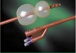 Bard Foley Catheter Bard® Lubricath® Coleman Model Medium Open Whistle Tip 40 cc Prostatic / 20 cc Bladder Balloon 22 Fr. Red Rubber - Case of 12 - 6016L22-CS