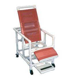 Alimed Commode / Shower Chair Healthline® Fixed Arms PVC Frame Reclining Mesh Backrest 24 Inch Seat Width 300 lbs. Weight Capacity - Each - 77267/MAUVE/NA-EA