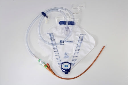 Cardinal Indwelling Catheter Tray Dover™ IC 2-Way Foley 14 Fr. 5 cc Balloon Silver Coated Silicone - Case of 10 - 6144ICLL--CS
