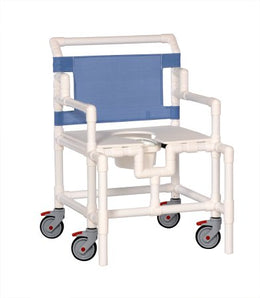 IPU Commode / Shower Chair ipu® Fixed Arms PVC Frame Mesh Backrest 24 Inch Seat Width 550 lbs. Weight Capacity - Each - SC550P-EA