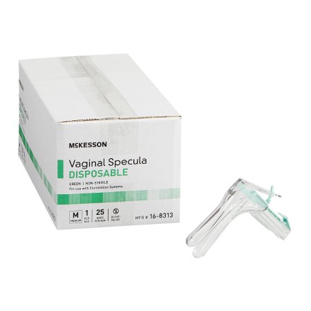 McKesson Vaginal Speculum McKesson Graves NonSterile Office Grade Acrylic Medium Double Blade Duckbill Disposable Corded Light Source Compatible - Box of 25 - 16-8313-BX
