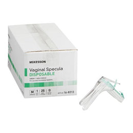 McKesson Vaginal Speculum McKesson Graves NonSterile Office Grade Acrylic Medium Double Blade Duckbill Disposable Corded Light Source Compatible - Case of 100 - 16-8313-CS