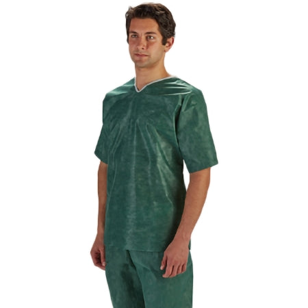 Molnlycke Scrub Shirt Barrier® X-Large Green 3 Pockets Short Set-In Sleeve Unisex - Case of 48 - 18640-CS
