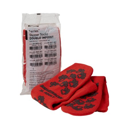 McKesson Slipper Socks McKesson Terries™ X-Large Red Above the Ankle - Case of 48 - 40-3811-001-CS