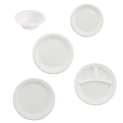 Lagasse Partitioned Plate Dart® White Single Use Foam 9 Inch Diameter - Case of 4 - DCC9CPWQR-CS