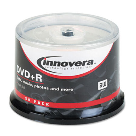 Innovera® DVD+R Recordable Disc, 4.7 GB, 16x, Spindle, Silver, 50/Pack - Pack of 1 - IVR-46851-PK