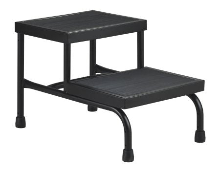 McKesson Step Stool McKesson Bariatric 2 Steps Black Powder Coated Steel Frame 9 / 16 Inch Step Height - Each - 81-31200-EA
