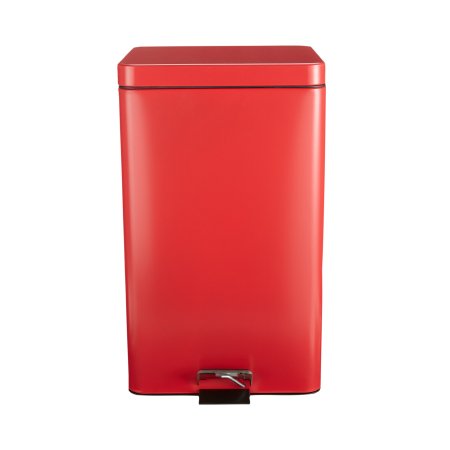 McKesson Trash Can with Plastic Liner McKesson 32 Quart Square Red Steel Step On - Each - 81-35267-EA