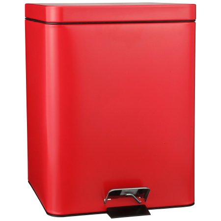 McKesson Trash Can with Plastic Liner McKesson 20 Quart Square Red Steel Step On - Each - 81-35270-EA