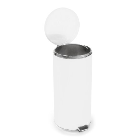 McKesson Trash Can with Plastic Liner McKesson 32 Quart Round White Steel Step On - Each - 81-45266-EA
