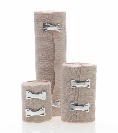 Medline Compression Bandage Soft Wrap® 4 Inch X 5 Yard Clip Detached Closure Beige Sterile Standard Compression - Case of 20 - DYNJ05131-CS