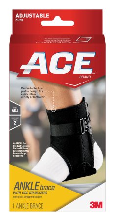 3M Ankle Brace with Side Stabilizers 3M™ Ace™ One Size Fits Most Lace-Up Foot - Case of 12 - 207266-CS