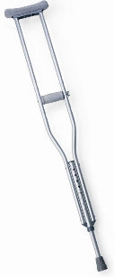 Medline Underarm Crutches Aluminum Frame Child 250 lbs. Weight Capacity Push Button Adjustment - Case of 2 - MDS80337Z-CS