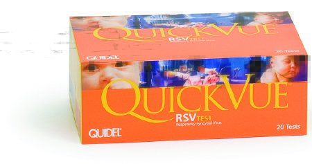 Quidel Respiratory Test Kit QuickVue® Infectious Disease Immunoassay Respiratory Syncytial Virus Test (RSV) Nasopharyngeal Swab / Nasopharyngeal Wash / Nasopharyngeal Aspirate Sample 20 Tests CLIA Waived - Case of 12 - 20193-CS