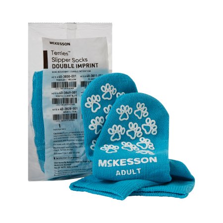 McKesson Slipper Socks McKesson Terries™ Teal Above the Ankle - Pair - 40-3828-001-PR
