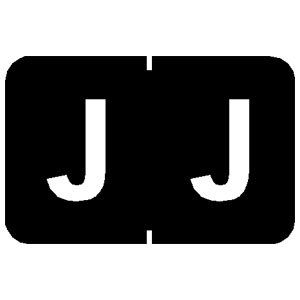 Tabbies Pre-Printed Label Chart Tab Black J | J White Alpha Series 1 Inch - Roll of 1 - 90130-RL