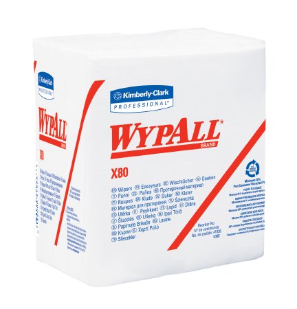 Kimberly Clark Task Wipe WypAll® X80 Heavy Duty White NonSterile Cellulose / Polypropylene 12 X 12-1/2 Inch Reusable - Case of 200 - 41026-CS