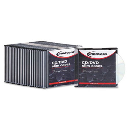Innovera® CD/DVD Slim Jewel Cases, Clear/Black, 25/Pack - Pack of 1 - IVR-85825-PK