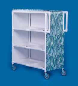 IPU Linen Cart with Cover Standard Line 3 Shelves PVC 3 Inch Twin Casters - Each - VL LC243-EA
