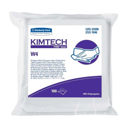 Kimberly Clark Cleanroom Wipe KIMTECH PURE W4 ISO Class 4 White NonSterile Polypropylene 9 X 9 Inch Disposable - Case of 500 - 33390-CS