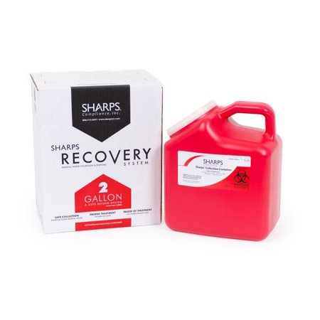 Sharps Compliance Mailback Sharps Container The Sharps Disposal By Mail System® PRO-TEC® Red Base 11 H X 6 W X 9 L Inch Vertical Entry 2 Gallon - Each - 12000-012-EA
