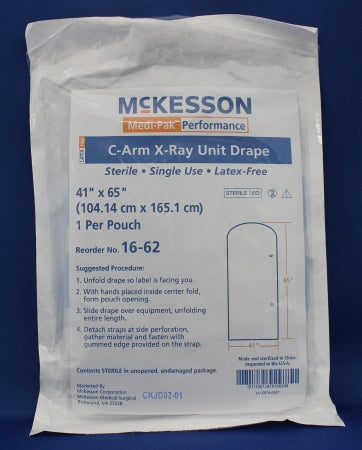 McKesson Mobile X-Ray Drape McKesson 41 X 65 Inch X-Ray or C-Arm Image Intensifiers - Box of 10 - 16-62-BX