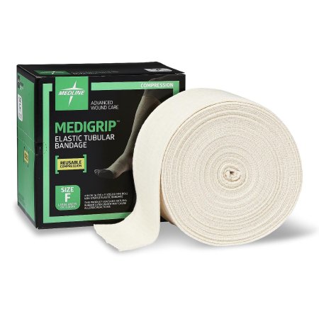 Medline Elastic Tubular Support Bandage Medigrip 4 Inch X 11 Yard Large Knee / Thigh Pull On Tan NonSterile Size F Standard Compression - Box of 1 - MSC9505-BX