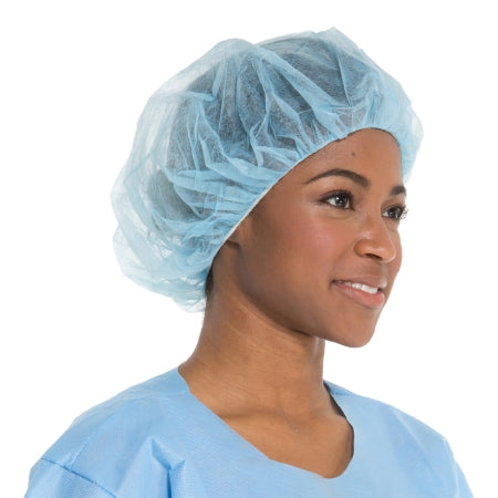O&M Halyard Inc Bouffant Cap X-Large Blue Elastic Closure - Pack of 100 - 69803-PK