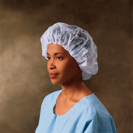 O&M Halyard Inc Bouffant Cap Large White Elastic Closure - Box of 100 - 69083-BX