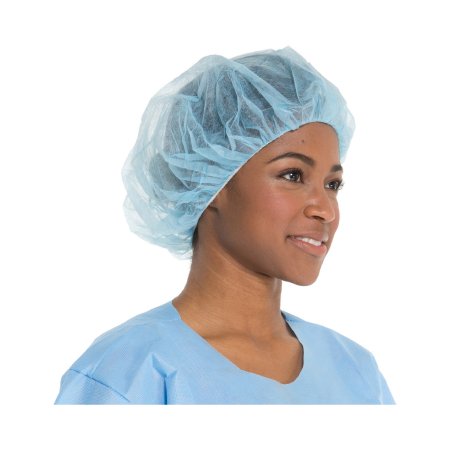 O&M Halyard Inc Bouffant Cap Large Blue Elastic Closure - Case of 500 - 69801-CS
