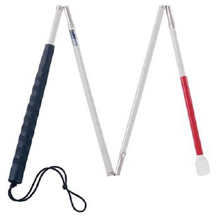 Patterson Medical Supply Folding Cane For The Blind Ambutech Aluminum 52 Inch Height White / Red - Each - 427552-EA