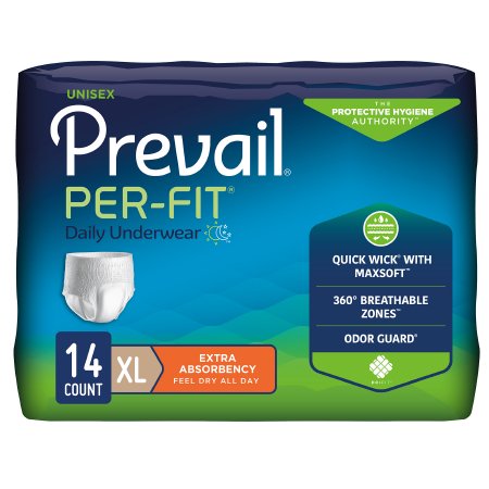 First Quality Unisex Adult Absorbent Underwear Prevail® Per-Fit® Pull On with Tear Away Seams X-Large Disposable Heavy Absorbency - Case of 56 - PF-514-CS