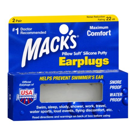 McKeon Products Ear Plugs Macks® Pillow Soft® Cordless One Size Fits Most Clear - Pack of 4 - 33732000005-PK