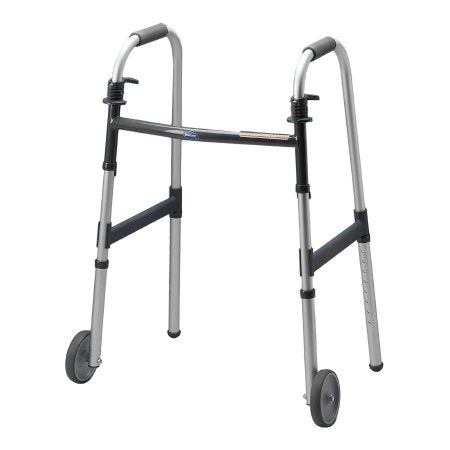 Patterson Medical Supply Dual Release Folding Walker Adjustable Height Invacare® PVC Frame 300 lbs. Weight Capacity 33 to 39 Inch Height - Each - 562150-EA