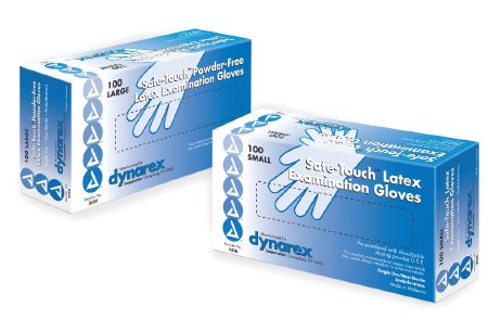 Dynarex Exam Glove Safe-Touch™ Small NonSterile Latex Standard Cuff Length Fully Textured Ivory Not Rated - Case of 10 - 2336-CS