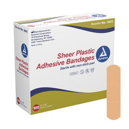 Dynarex Adhesive Strip Dynarex® 3/4 X 3 Inch Plastic Rectangle Tan Sterile - Case of 24 - 3601-CS
