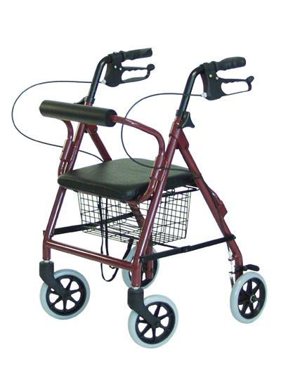 Graham-Field 4 Wheel Rollator Lumex® Walkabout Junior Burgundy Adjustable Height / Lightweight / Folding Aluminum Frame - Each - RJ4301R-EA