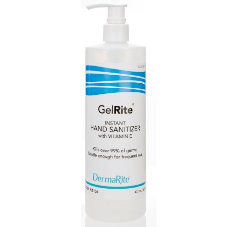 DermaRite Industries Hand Sanitizer GelRite® 16 oz. Ethyl Alcohol Gel Pump Bottle - Case of 12 - 00106-CS