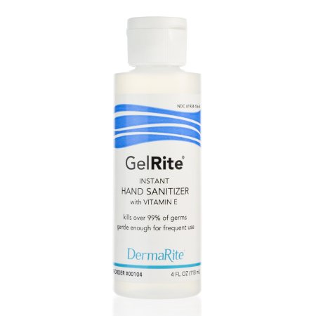 DermaRite Industries Hand Sanitizer GelRite® 4 oz. Ethyl Alcohol Gel Bottle - Case of 24 - 00104-CS