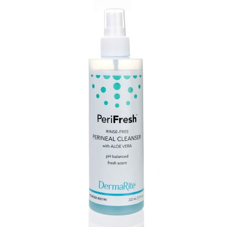 DermaRite Industries Rinse-Free Perineal Wash PeriFresh® Liquid 7.5 oz. Pump Bottle Scented - Case of 48 - 00199-CS