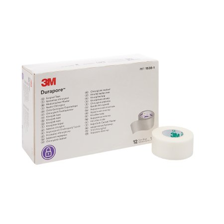 3M Medical Tape 3M™ Durapore™ White 1 Inch X 10 Yard Silk-Like Cloth NonSterile - Box of 12 - 1538-1-BX