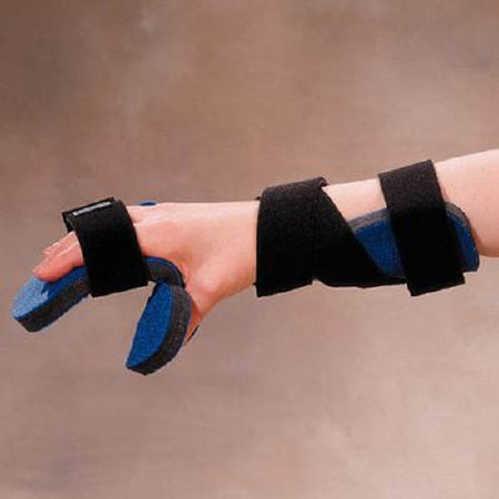 Patterson Medical Supply Functional Resting Hand Orthosis Rolyan® Kwik-Form™ Economy Fabric / Foam Left Hand Black / Blue Small / Medium - Each - A812731-EA