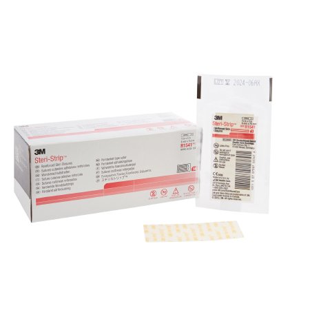 3M Skin Closure Strip Steri-Strip™ 1/4 X 3 Inch Nonwoven Material Reinforced Strip White - Box of 50 - R1541-BX