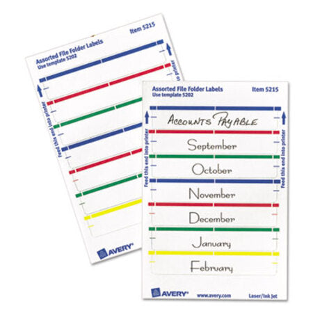 Avery® Printable 4" x 6" - Permanent File Folder Labels, 0.69 x 3.44, White, 7/Sheet, 36 Sheets/Pack, (5215) - Pack of 1 - AVE-05215-PK