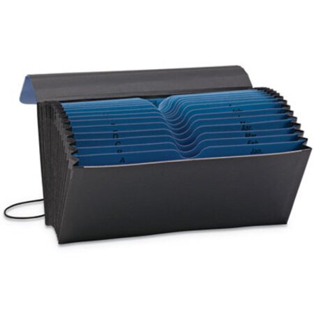 Smead™ Handy File with Pockets, 21 Sections, Elastic Cord Closure, 1/2-Cut Tabs, Check Size, Black/Blue - Each - SMD-70506-EA