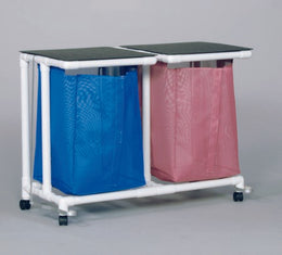 IPU Double Hamper with Bags Standard Jumbo 4 Casters 55 gal. - Each - VL JH2 FP MESH WINEBERRY-EA