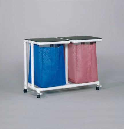 IPU Double Hamper with Bags Standard Jumbo 4 Casters 55 gal. - Each - VL JH2 FP MESH TEAL-EA