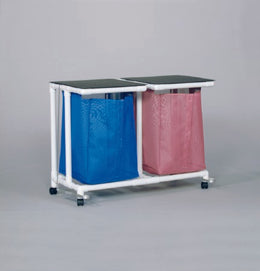 IPU Double Hamper with Bags Standard Jumbo 4 Casters 55 gal. - Each - VL JH2 FP MESH TEAL-EA