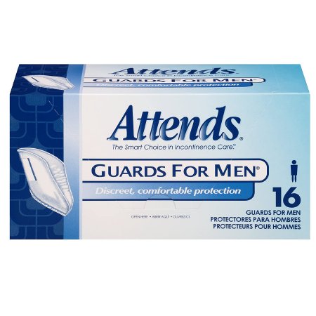 Attends Healthcare Products Bladder Control Pad Attends® Guards For Men® 5.9 X 12-1/2 Inch Light Absorbency Polymer Core One Size Fits Most - Box of 16 - MG0400-BX